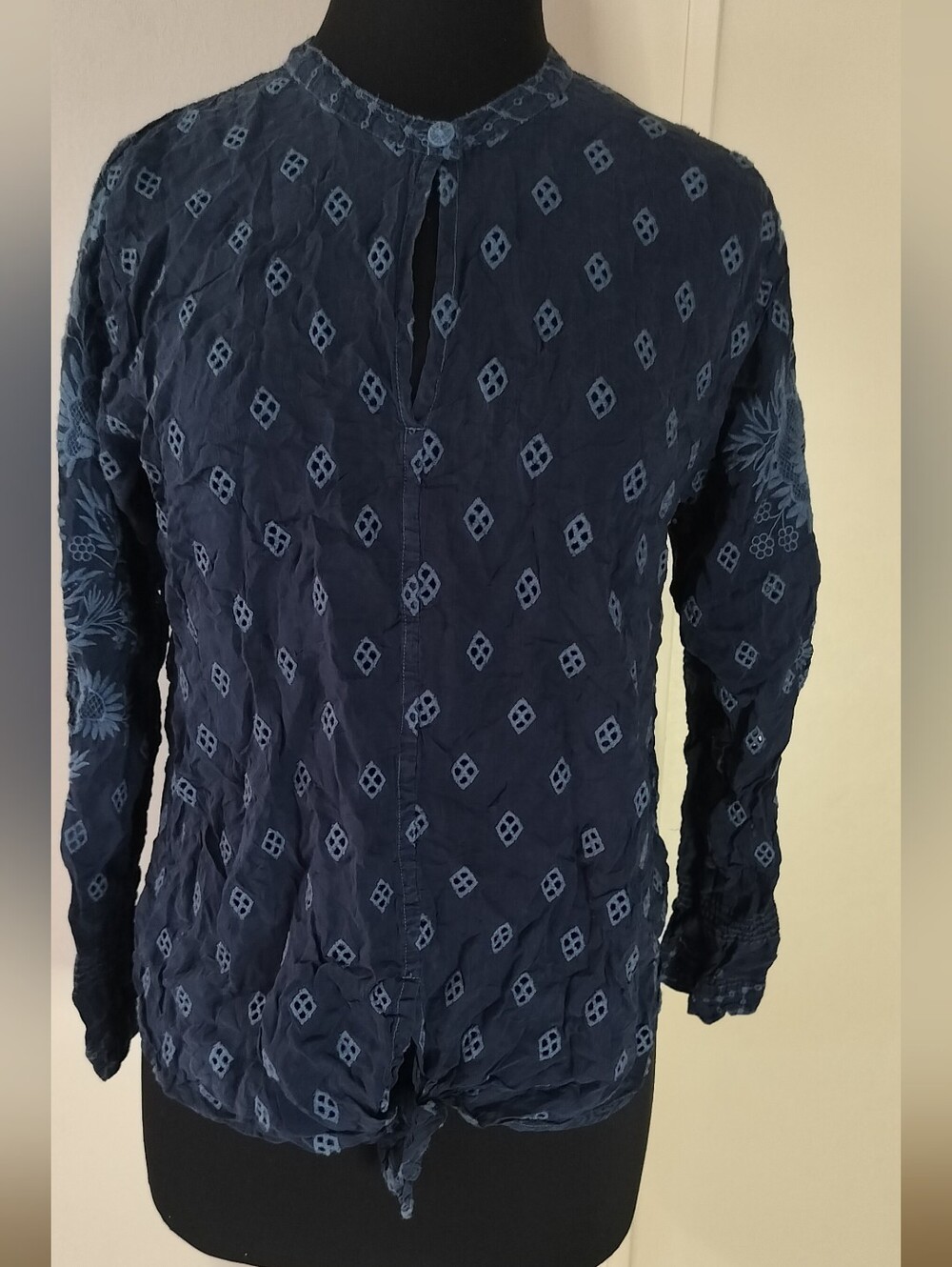 Johnny Was Navy Patterned Lightweight Shirt Jacket